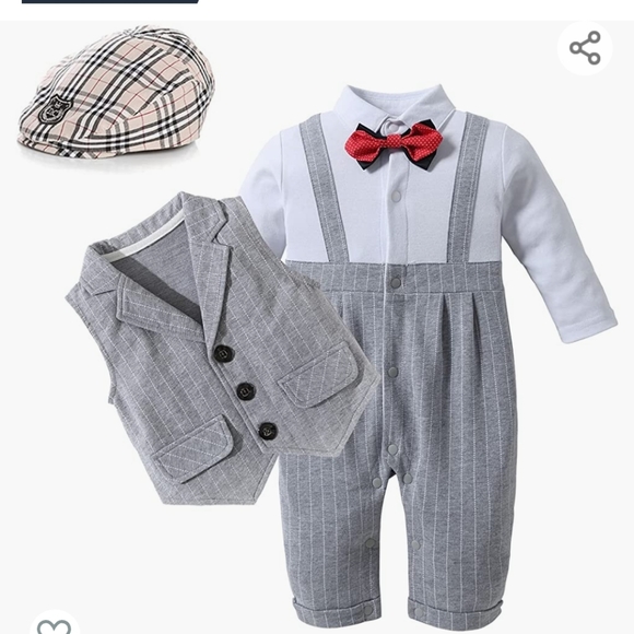 💜3/$30🆕️HOSUKKO Grey Baby Boy Suit(80=24 Months) - Picture 1 of 7